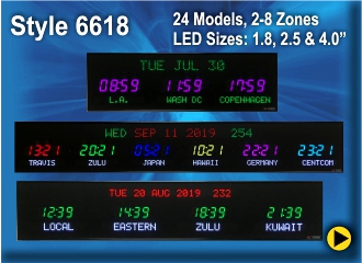 BRG Time Zone Clock, World Clock, Zulu Clock, Style 6618